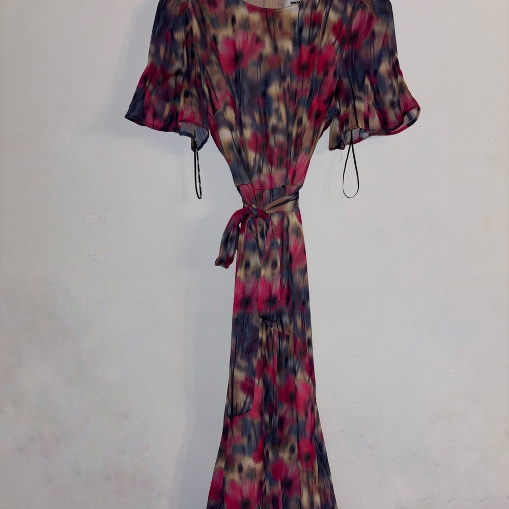 New DKNY Pink and Black Midi Dress
